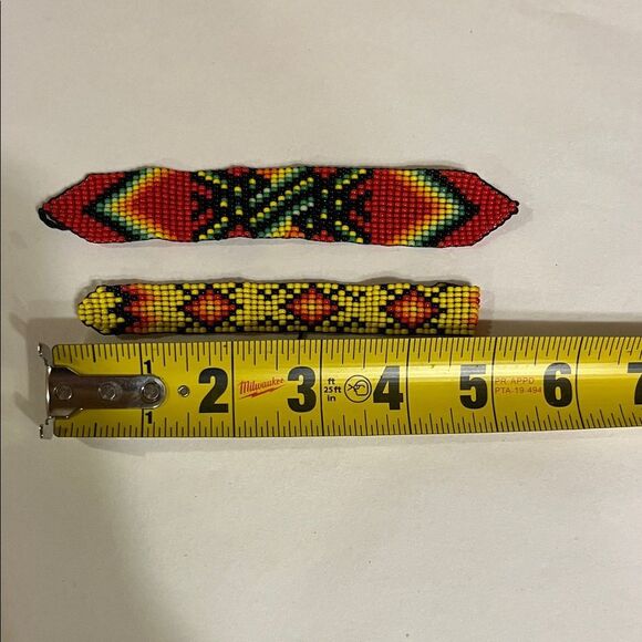 Handcrafted Beaded Bracelets - Red and Yellow - Picture 2 of 3